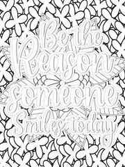 Kindness Quotes Flower Coloring Page Beautiful black and white illustration for adult coloring book