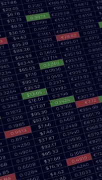 Concept business data spreadsheet vertical animation background.