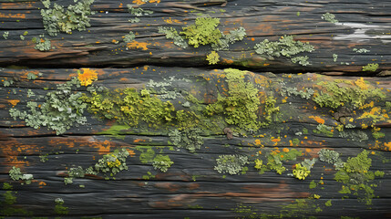 Naklejka premium wood texture background complemented by subtle elements of moss or lichen, giving it a touch of nature