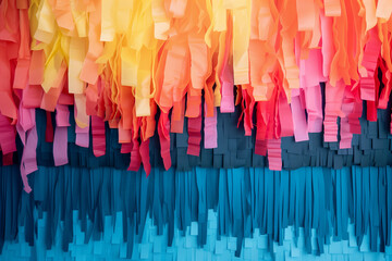 colorful layered hanging streamers plain studio backdrop