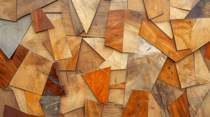 wood texture background interpreted in a cubist style, with fragmented and geometric shapes - obrazy, fototapety, plakaty