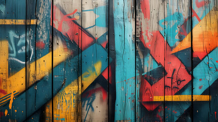 wood texture background overlaid with urban graffiti elements, adding an edgy and contemporary vibe...