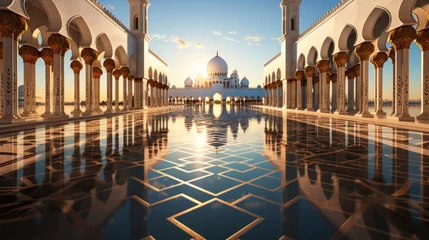 Foto op Canvas Abu Dhabi, The majestic Sheikh Zayed Grand Mosque in Abu Dhabi, UAE, stands as an iconic symbol of architectural beauty and cultural richness. © tong2530