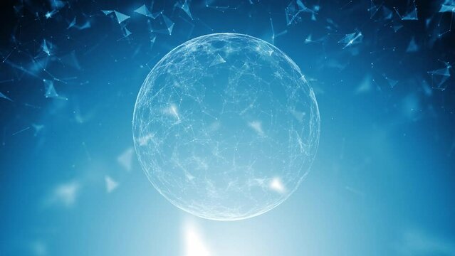 Digital technology network cybespace sphere loop animation background.