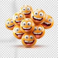 smiely emoji faces group on a transparent background