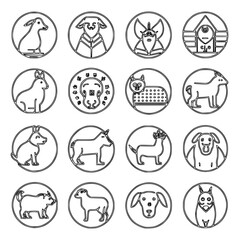 domestic animals vector thin line creature