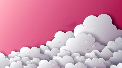 A pink background with white clouds