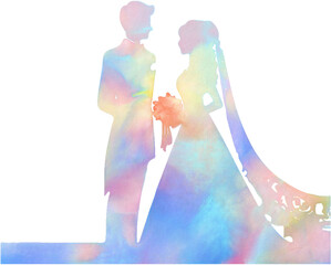 Couple wedding digital watercolor hand painted.