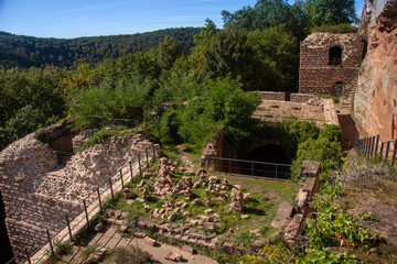 Drachenfels Castle ruins in September 2023 Wasgau,, Germany