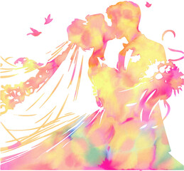 Couple wedding digital watercolor hand painted. - 762951730
