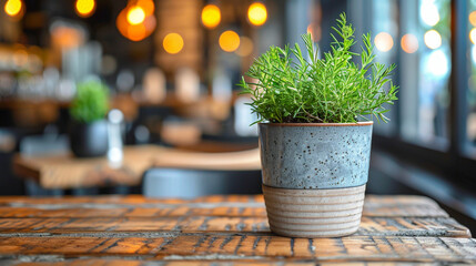 Potted Plant on Wooden Table