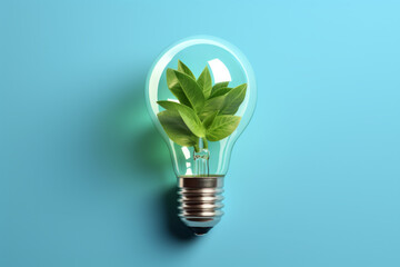 A light bulb with a plant inside of it