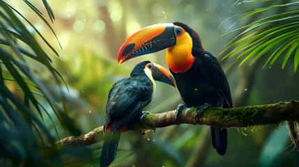 Dekokissen A beautiful toucan couple resting on the branch in the wild © MistoGraphy
