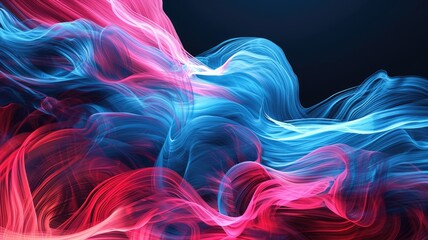 The abstract picture of the two colours of blue and pink colours that has been created form of the waving shiny smooth satin fabric that curved and bend around this beauty abstract picture. AIGX01. - obrazy, fototapety, plakaty