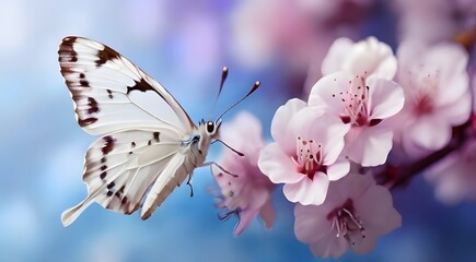 Beautiful Butterfly Amidst Pink Flowers in Nature's Garden