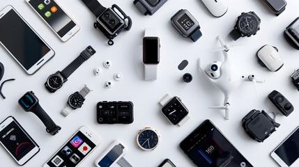 Exquisite Isolation Highlight: Modern Tech Gadgets Displayed on a Clean, White Background