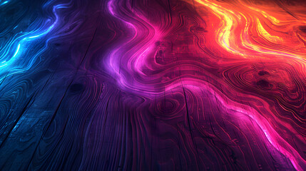 wood texture background with a neon glow effect, adding vibrant and electrifying colors to the...