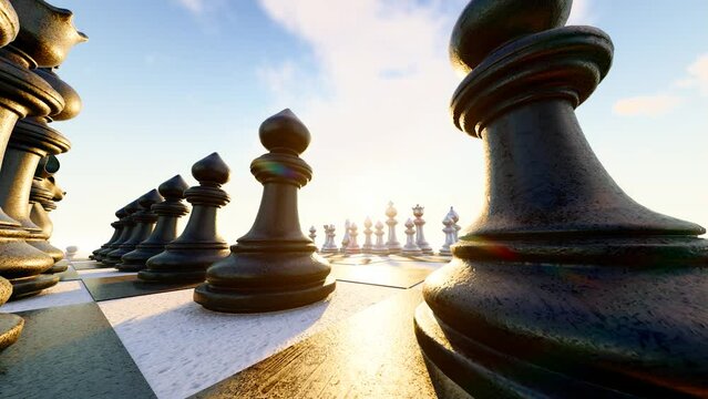 Chess, game and competition three -dimensional animation.