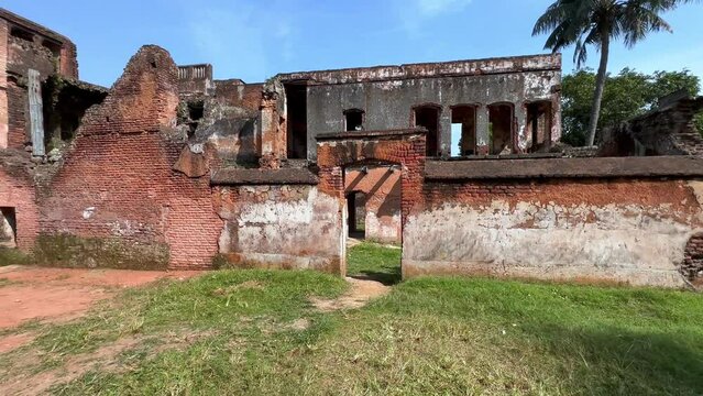 Pan left view of ruins in Panam City. Sonargon, Bangladesh.