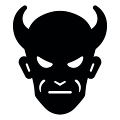 black vector devil icon on white background