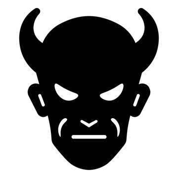 black vector devil icon on white background