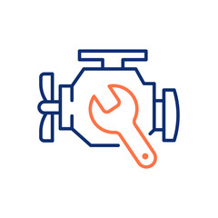 Car engine repair icon. Vector illustration. Editable stroke.