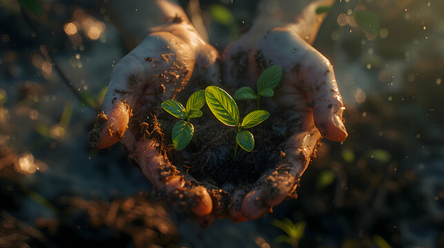 In the hands of trees growing seedlings