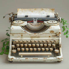 Image of antique typewriter - obrazy, fototapety, plakaty