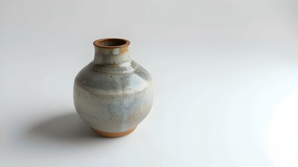 Handcrafted Ceramic Vase on White Background