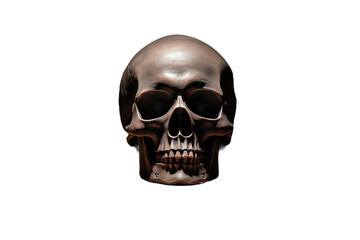 Monochrome Skull Portrait In Black and White. On a White or Clear Surface PNG Transparent Background..