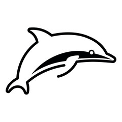 black vector dolphin icon on white background