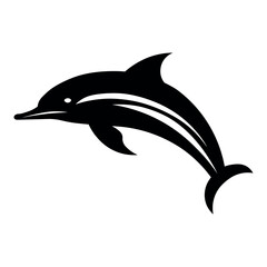 black vector dolphin icon on white background