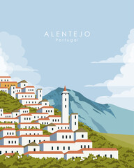 Alentejo Portugal travel poster, banner, travel card