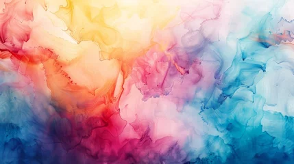 Zelfklevend Fotobehang Abstract colorful watercolor paint stain, vibrant fluid ink texture, artistic background design © Jelena