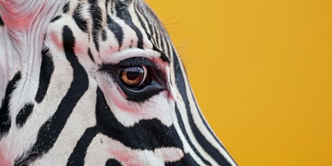 A zebra's eye is shown in a close up