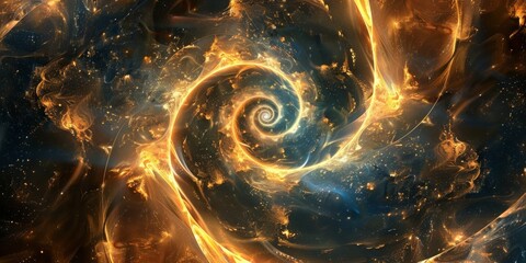 A spiral galaxy with a bright orange center