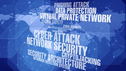 Cybercrime and world map exploring evolving landscape of cybersecurity and digital protection