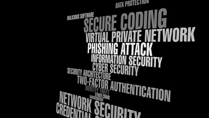 Cyber security safeguarding digital technology on black background with secure lettering for online protection
