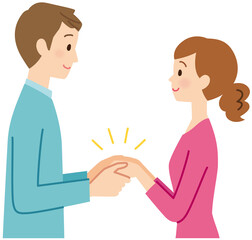 向かい合う男女　カップル　夫婦　マッチング