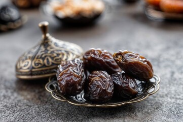 Dates in a metallic plate