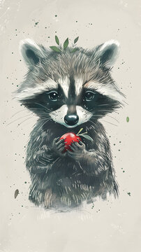 Cute Raccoon Illustration  | High Quality | Wallpaper