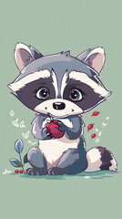 Cute raccoon illustration  | High Quality | Wallpaper