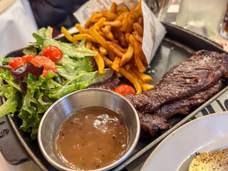 Steak and French fries for a delicious dinner