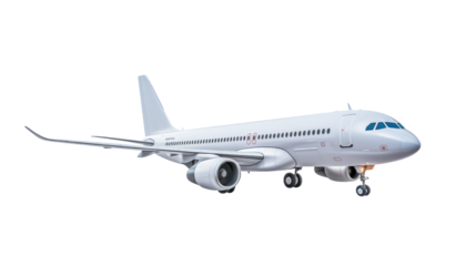 Airplane Flying in the Air. On a White or Clear Surface PNG Transparent Background..