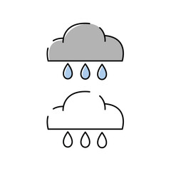 heavy rain icon illustration. white background. weather vector icon.