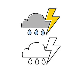 thunderstorm icon illustration. white background. weather vector icon.
