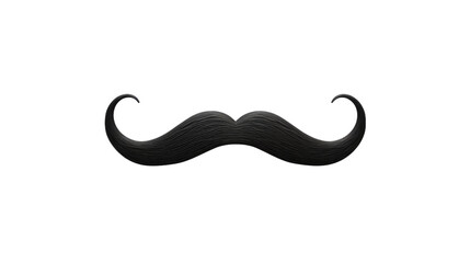 Black Mustache on White Background. On a White or Clear Surface PNG Transparent Background..