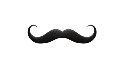 Black Mustache on White Background. On a White or Clear Surface PNG Transparent Background..