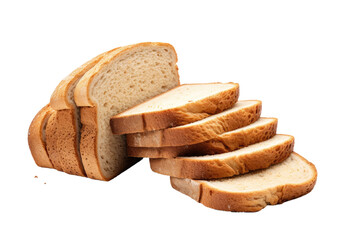 Sliced Loaf of Bread on White Surface. On a White or Clear Surface PNG Transparent Background..