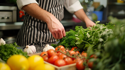 Collaborate with chefs to document the process of selecting and using farm-fresh ingredients in the kitchen